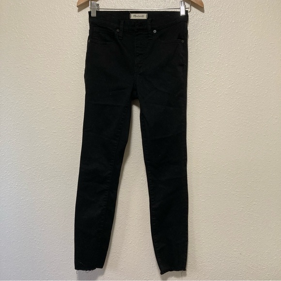 Madewell Denim - Madewell Womens Jeans 9" High Rise Skinny Denim Black Wash Ripped Stretch 29